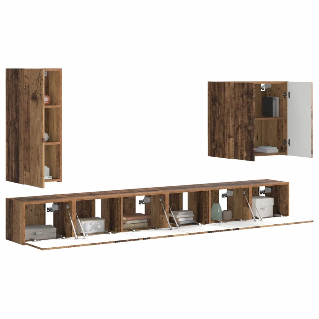 Set di Mobiletto da TV a Parete 6 pcs Legno vecchio 3408950