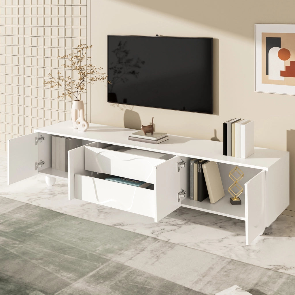 Cassettiera per TV bianca in truciolare lunghezza 180 cm