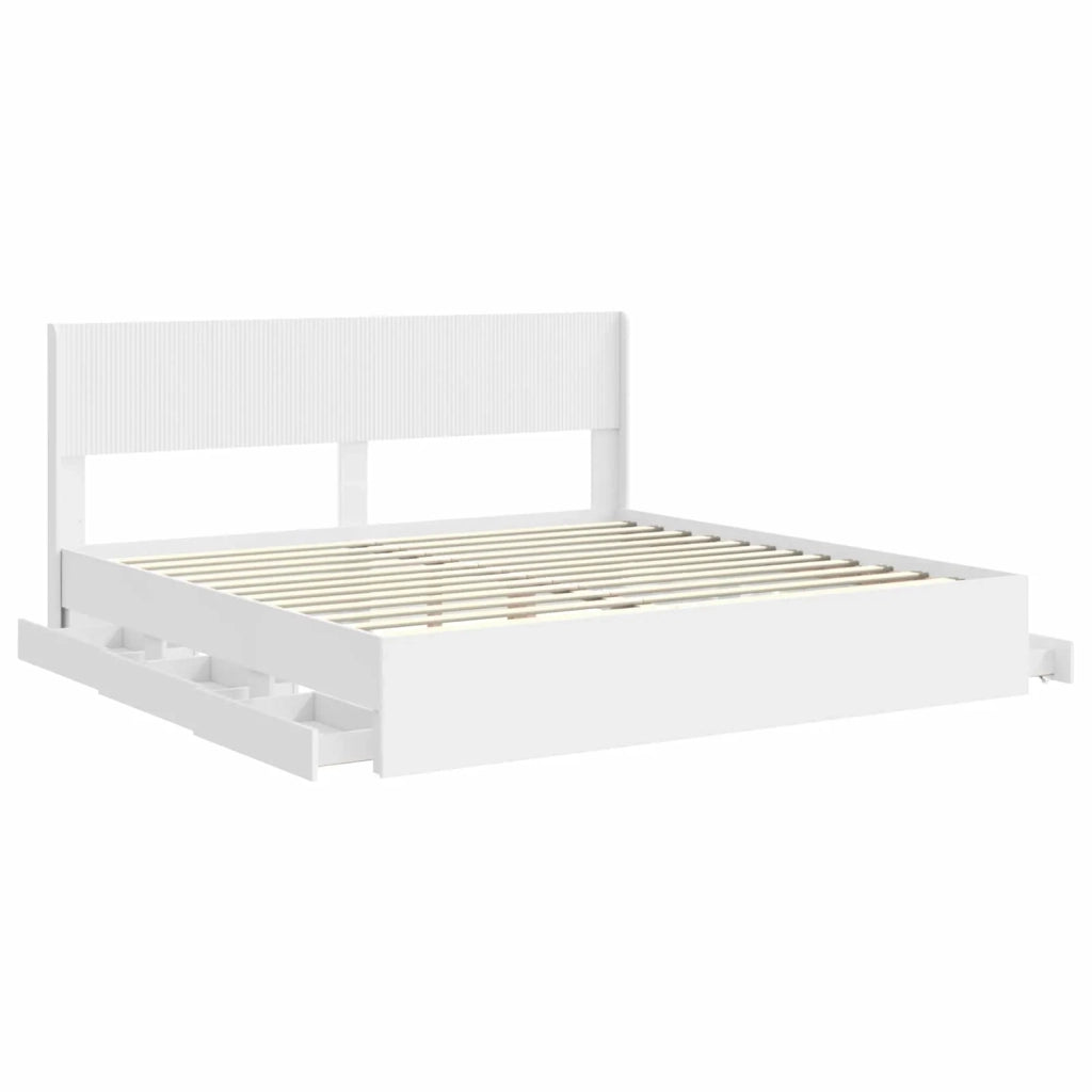 Struttura del letto con stoccaggio e testata Bianco 3414275