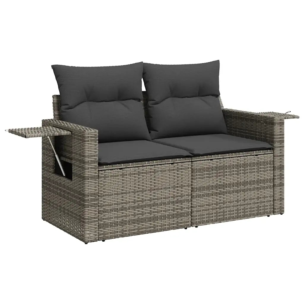 Set Divani da Giardino 4 pz con Cuscini in Polyrattan Grigio 3325456