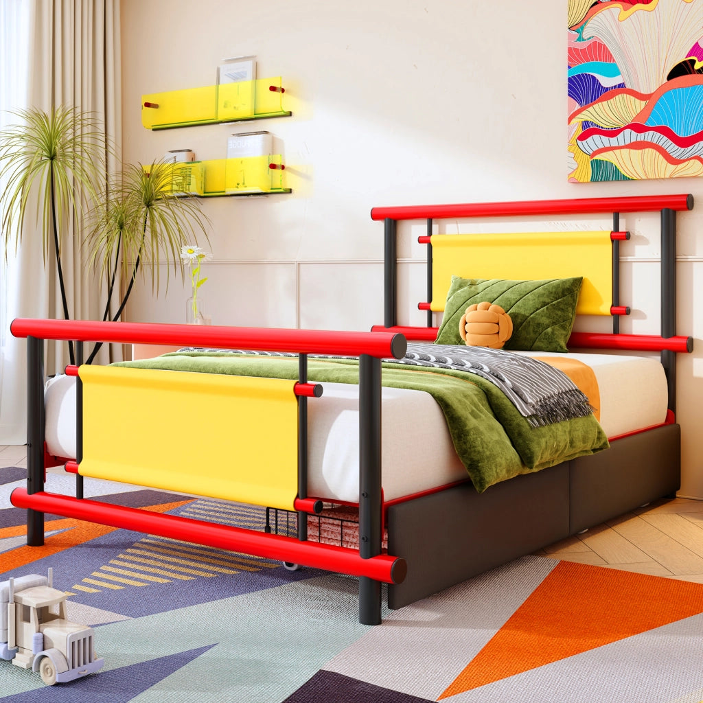 Letto Singolo per Bambini con Cassetti ¨C MINIMAL ¨C Metallo 90x200