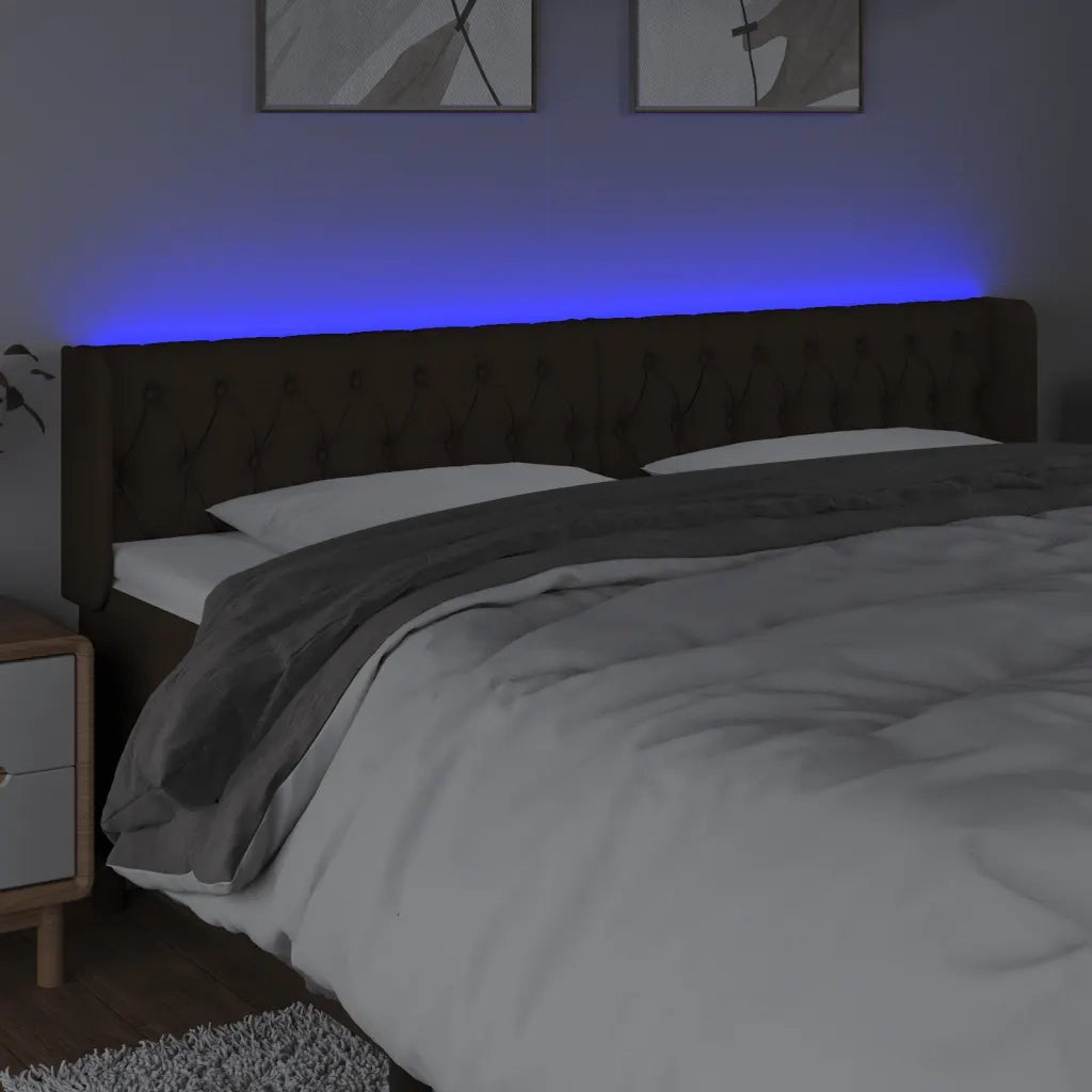 Testiera a LED Marrone Scuro 183x16x78/88 cm in Tessuto 3123589