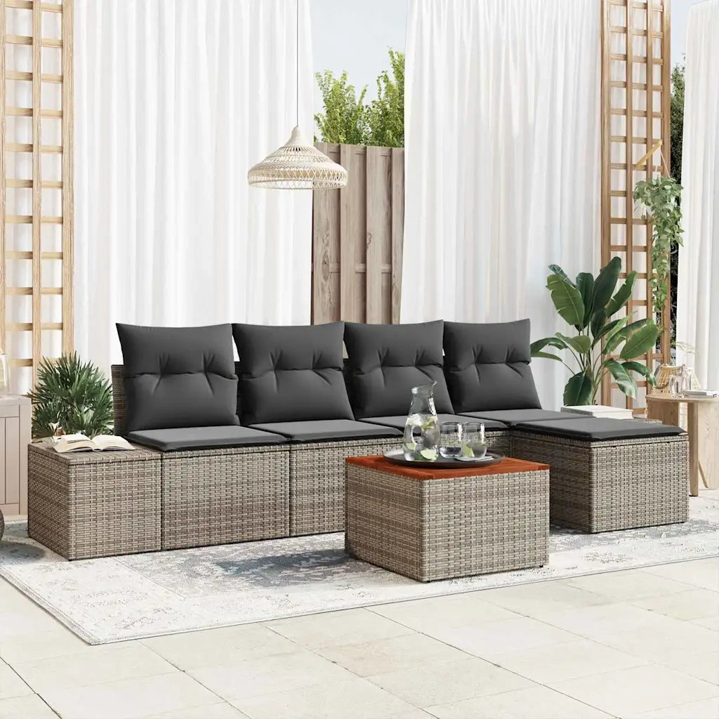 Set Divano da Giardino 6 pcs Grigio polyrattan 3356613