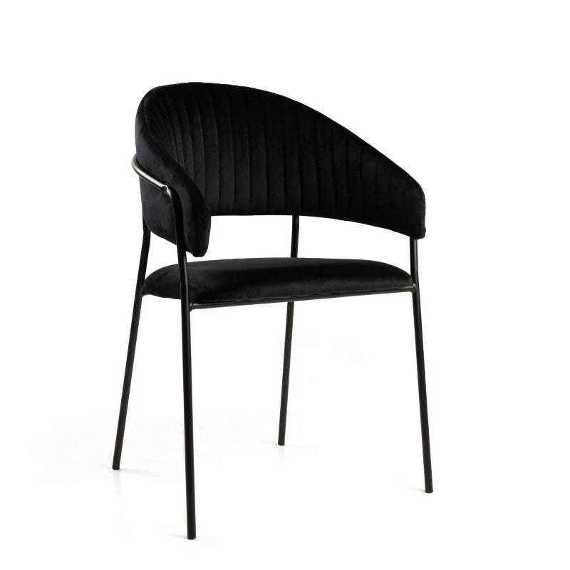 Poltrona Velluto Chloe Nero Struttura Nero Cm 59x51h49/83,5