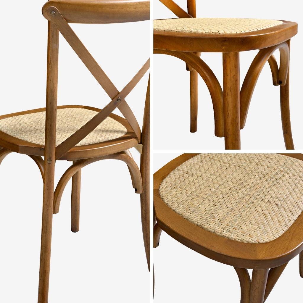 Set 4 sedie da bistrot vintage in legno, noce