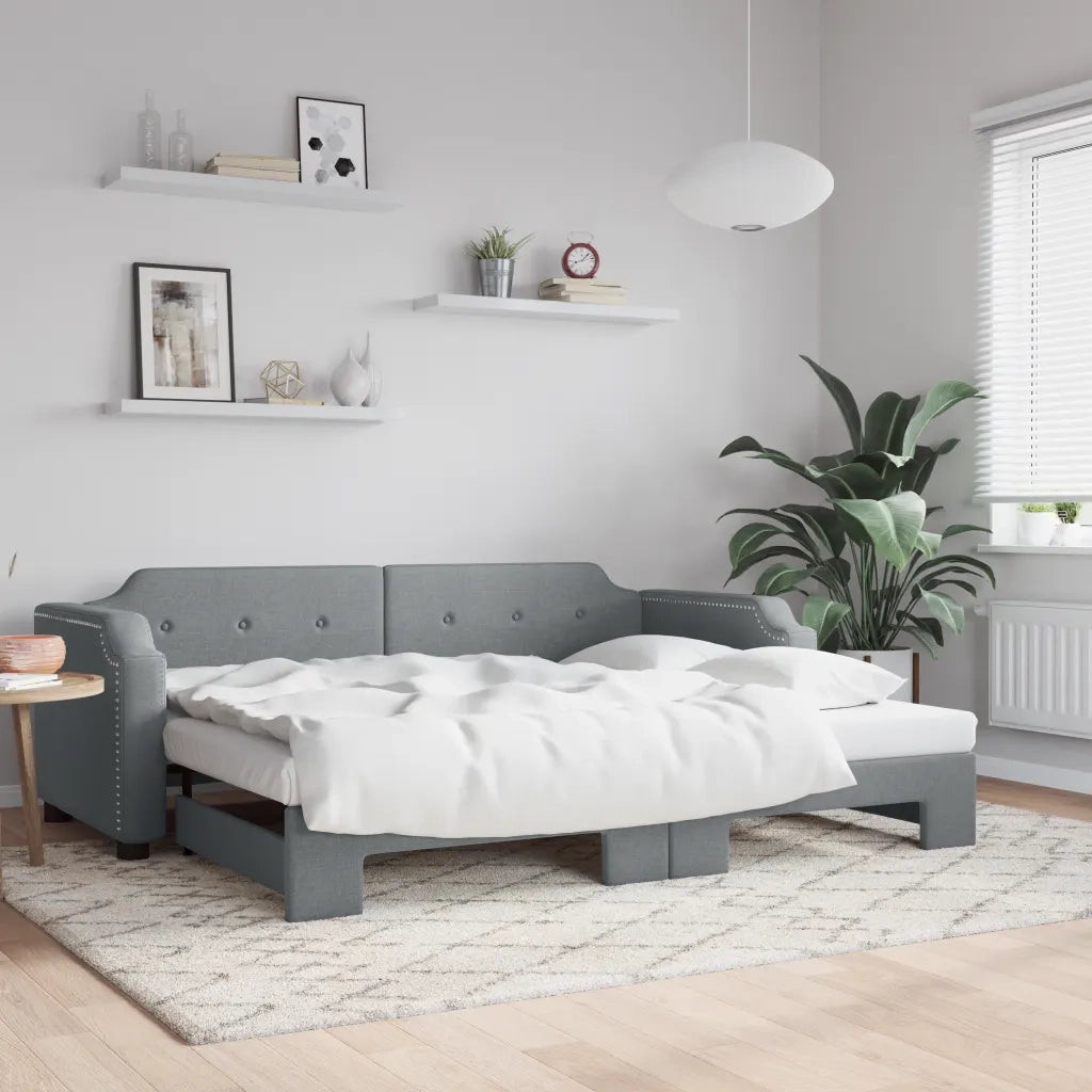 Divano Letto con Letto Estraibile-Sofa Letto-Daybed Grigio Chiaro 80x200 Tessuto 889877
