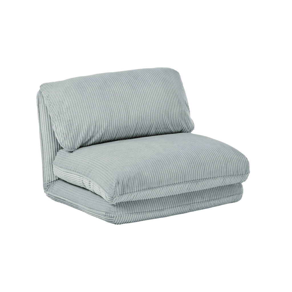 Poltrona letto convertibile velluto a coste grosse coste, blu chiaro