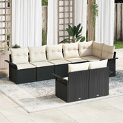 Set Divano da Giardino con cuscino 8 pcs Nero polyrattan 3345407