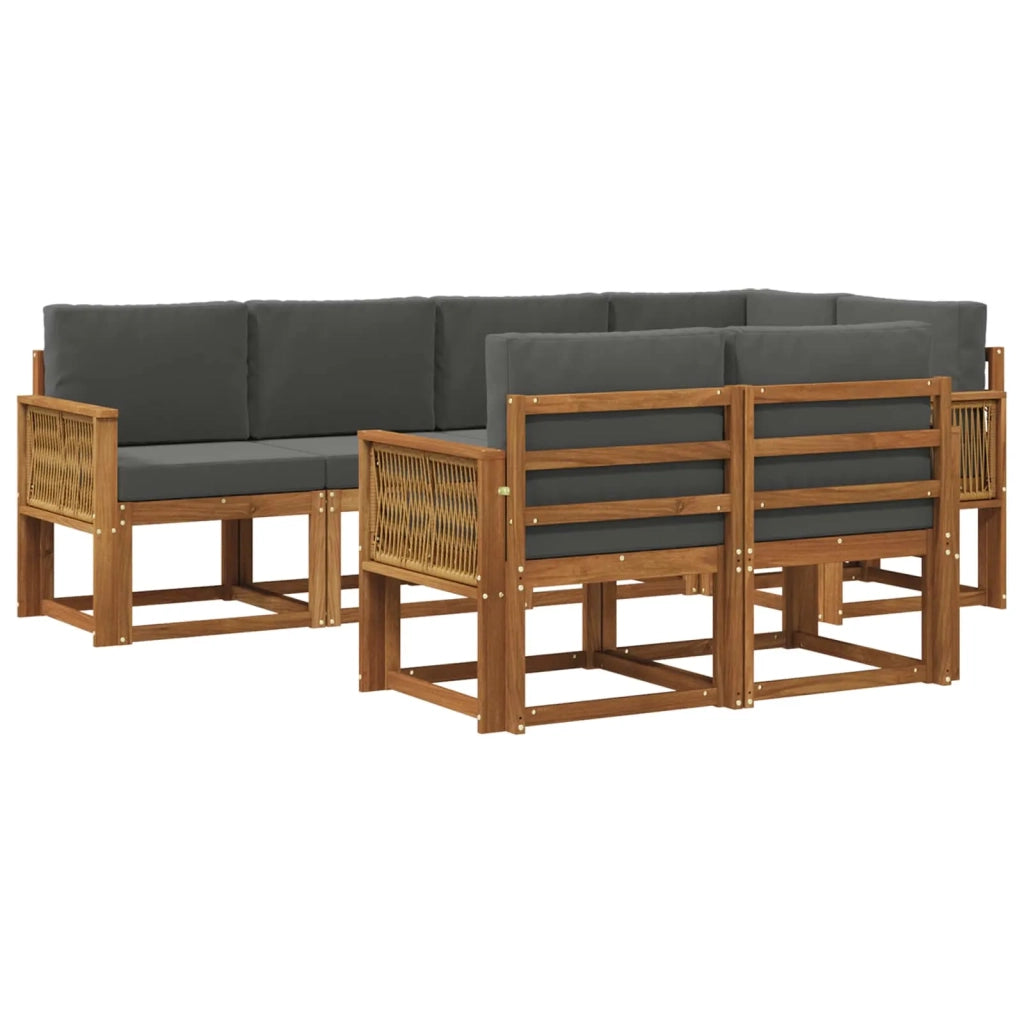 Set di divani da esterno 7 pcs Naturale e Antracite Poliestere 3385298