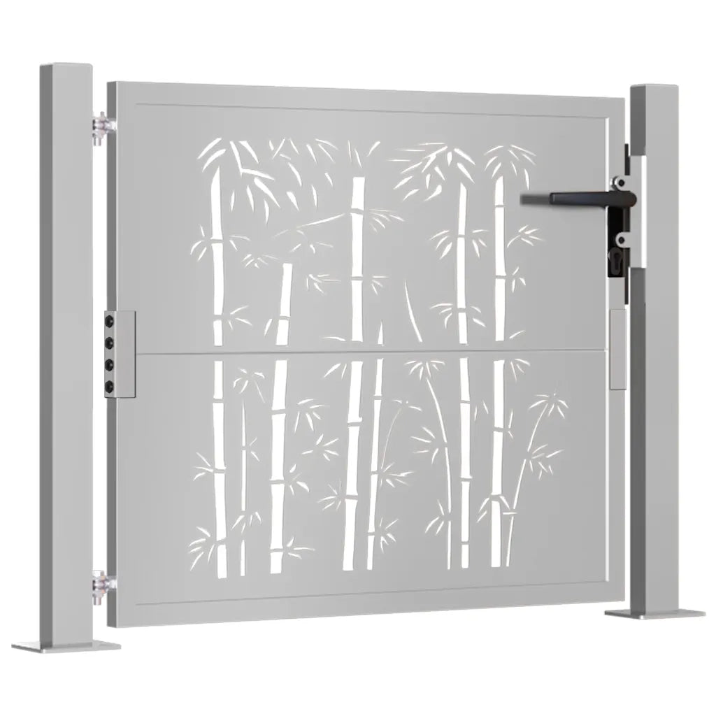 Cancello da giardino 100x75 cm in acciaio Corten e design in bambù 153184