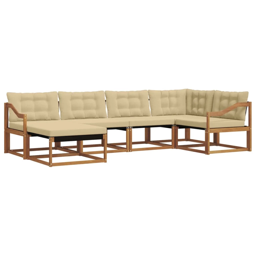 Set di divani da esterno con cuscino 6 pcs Naturale e Beige 3369636
