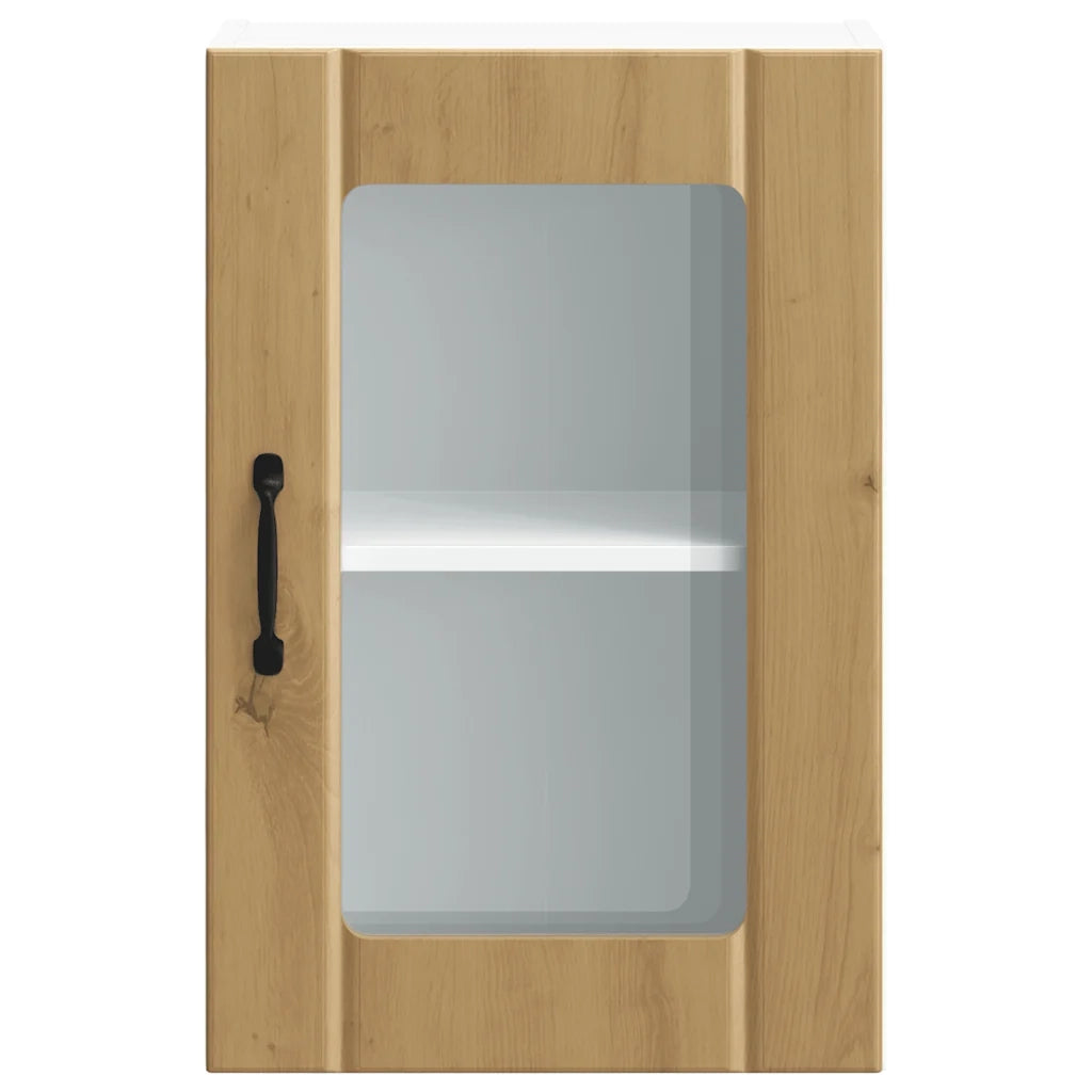 Pensile da Cucina con Porta in Vetro-Mobile Cucina da Parete Lucca Rovere Artigianale 875606