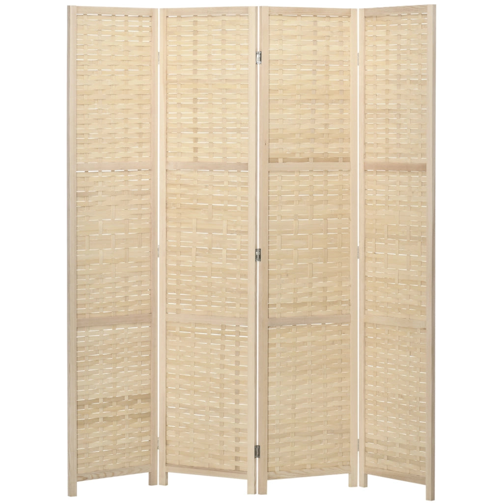 Paravento Separ¨¦ da Interno a 4 Ante in Legno e Bamb¨´, Pieghevole e Salvaspazio Altezza 170cm, Marrone