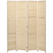 Paravento Separ¨¦ da Interno a 4 Ante in Legno e Bamb¨´, Pieghevole e Salvaspazio Altezza 170cm, Marrone