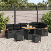 Set Divano da Giardino con cuscino 9 pcs Nero