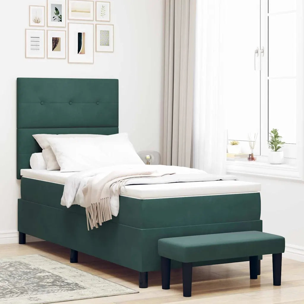 Letto a molle con cuscino Verde scuro 200 x 80 cm Velluto 3344477