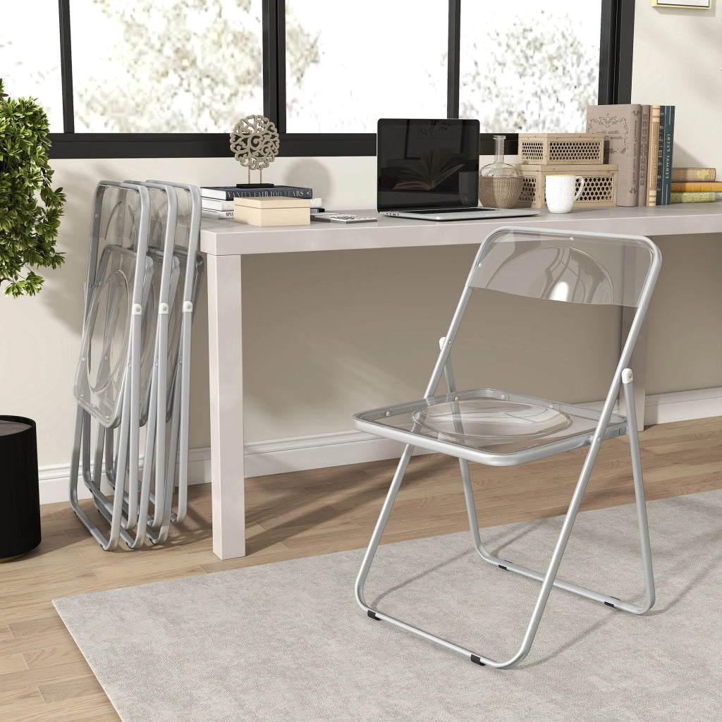 Set 4 Sedie Pieghevoli ¨C Minimal ¨C Acciaio e Acrilico Trasparente