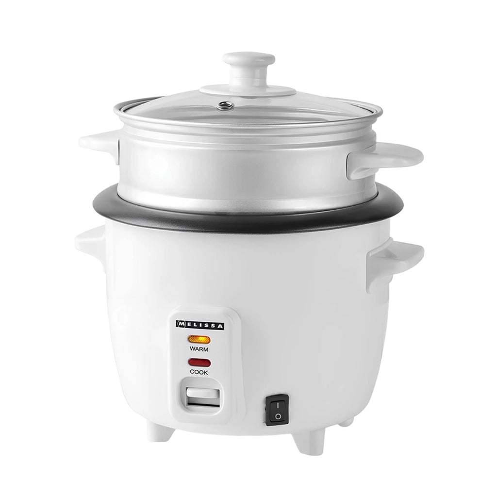 Cuociriso 0.6 L 300W Rivestimento Antiaderente con Cestello per la Cottura a Vapore Bianco MELISSA