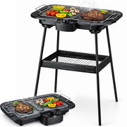 Barbecue Elettrico 2in1 Grill da Tavolo e da Terra con Supporto BBQ 2000W