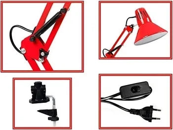 Lampada da Tavolo Scrivania Braccio Flessibile Attacco E27 Argento