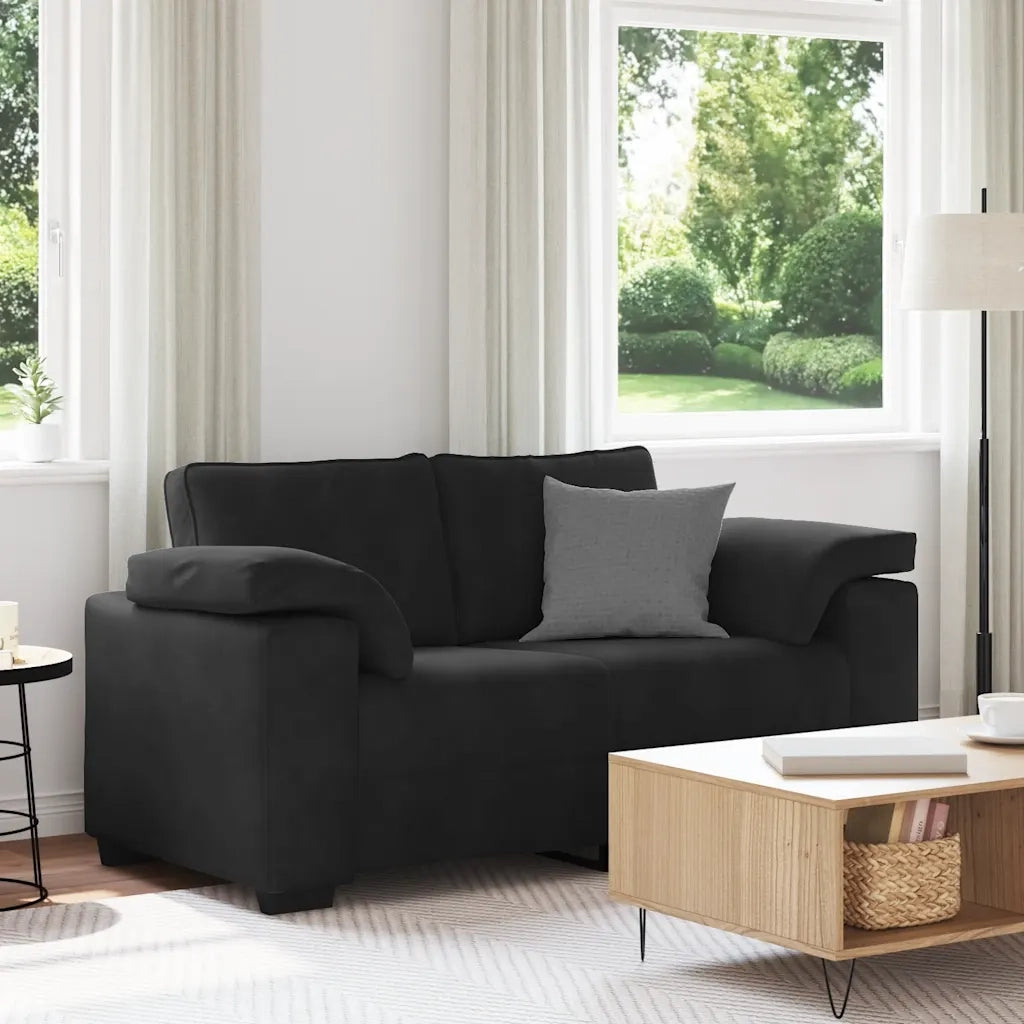 Divano Divanetto Nero 160x77x82 cm in Velluto 4105262
