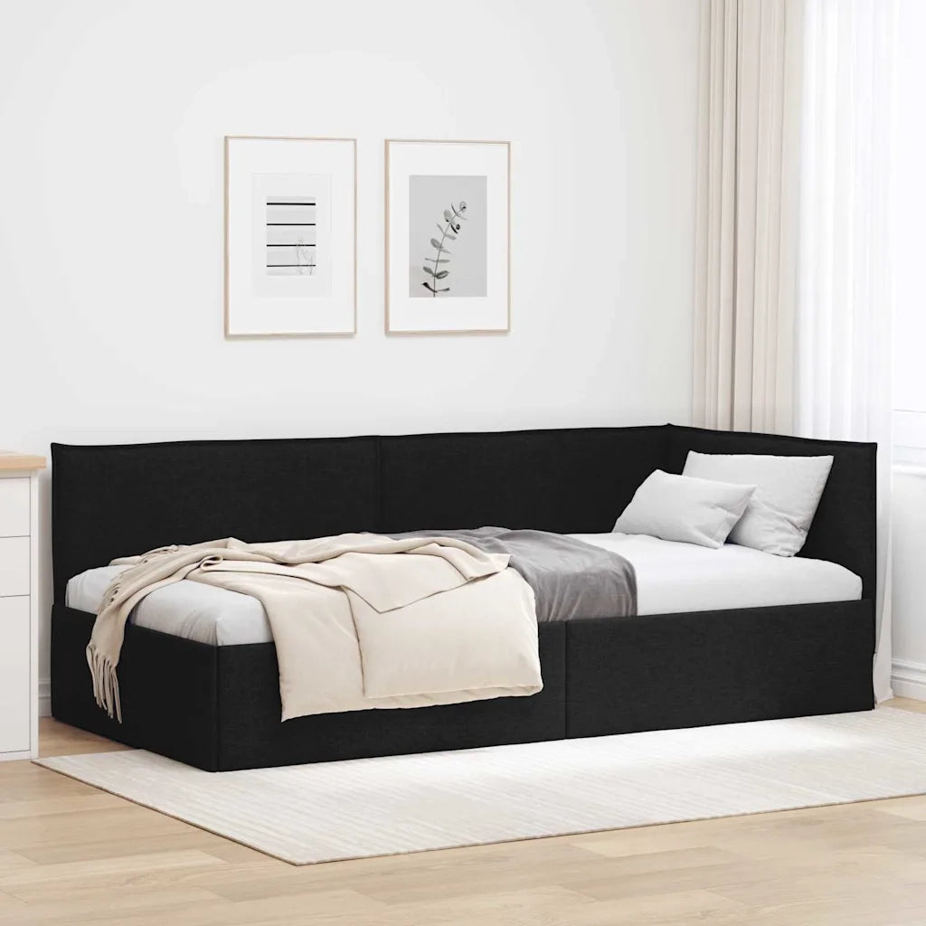 Cornice del letto ad angolo Nero 80 x 200 cm Tessuto