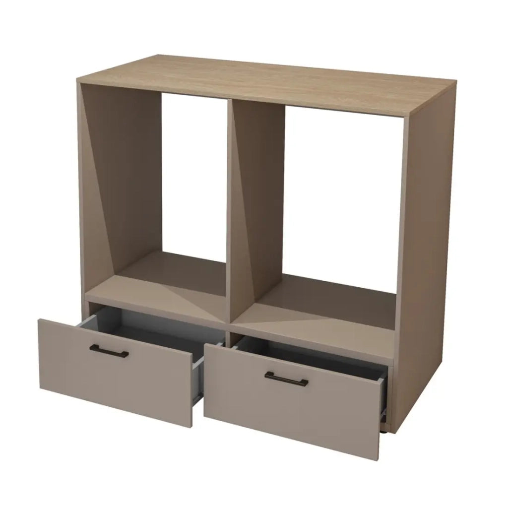 Mobile da bagno per lavatrice e asciugatrice collezione WASHING – 2 cassetti – Tortora e rovere