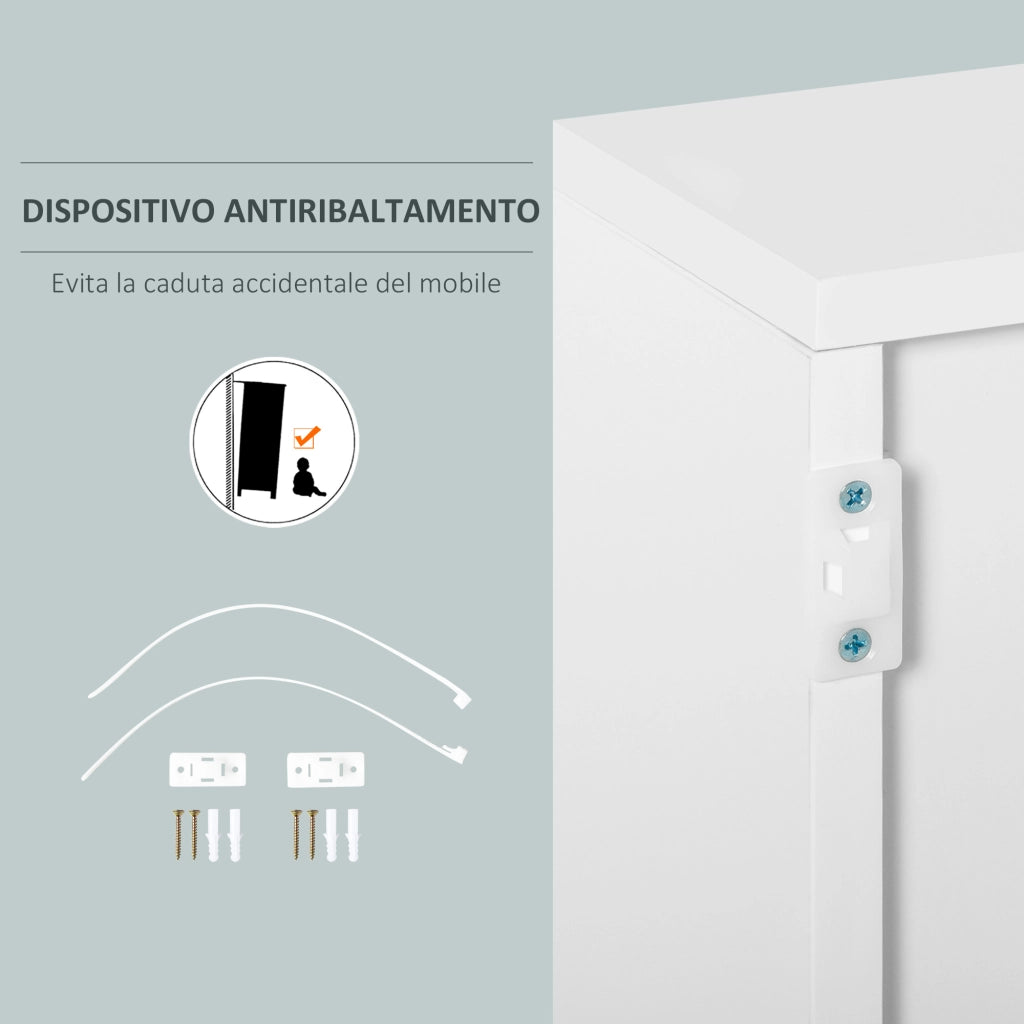 Mobile con 2 Cassetti e 2 Ante ¨C Xylo ¨C Grigio Chiaro e Bianco, 79x36x74cm