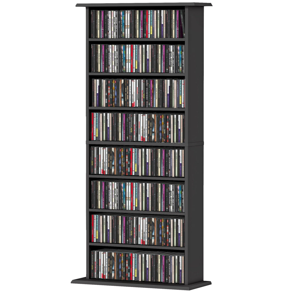 Libreria per CD DVD ¨C Xylo ¨C 8 scomparti 6 ripiani regolabili nero