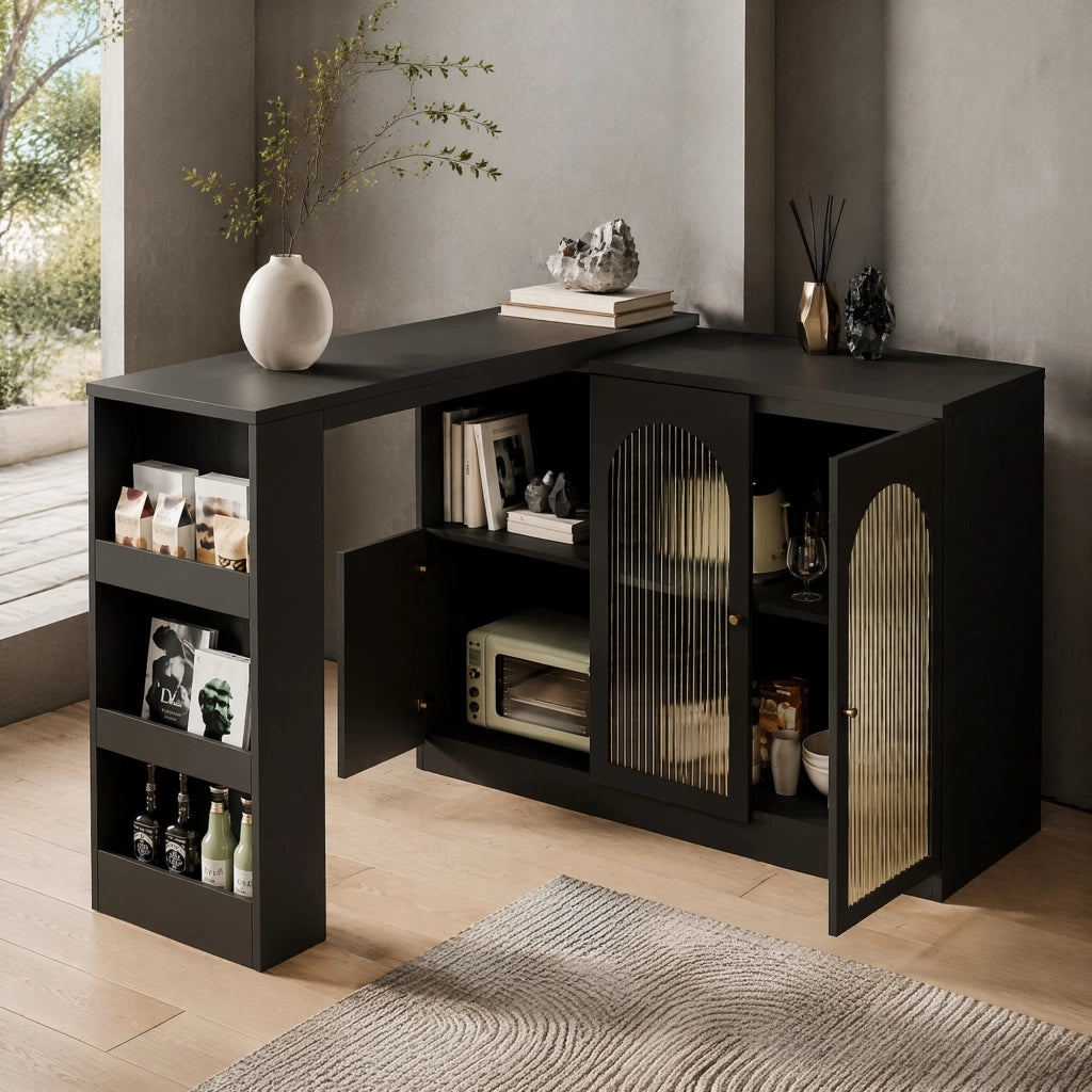MOBILE BAR Rotante 360° 120x40x97 cm MDF Nero