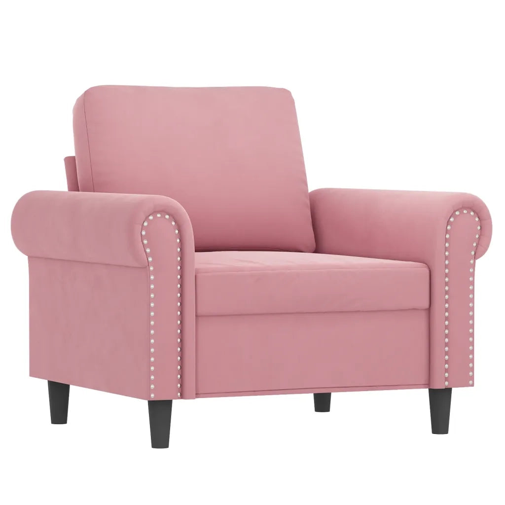Set di Divani 3 pz con Cuscini rosa in Velluto
