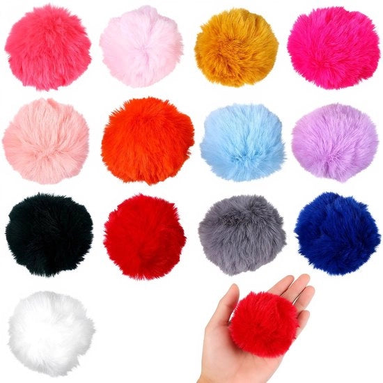 Set di Piume Finte 13 pezzi - Piumoni Pluosi in Finta Pelliccia - Decorativi per Cappelli/Scarpe/Borse - 8 cm - Set Colorato - Fodera in Poliestere soffice - Piumoni Decorativi