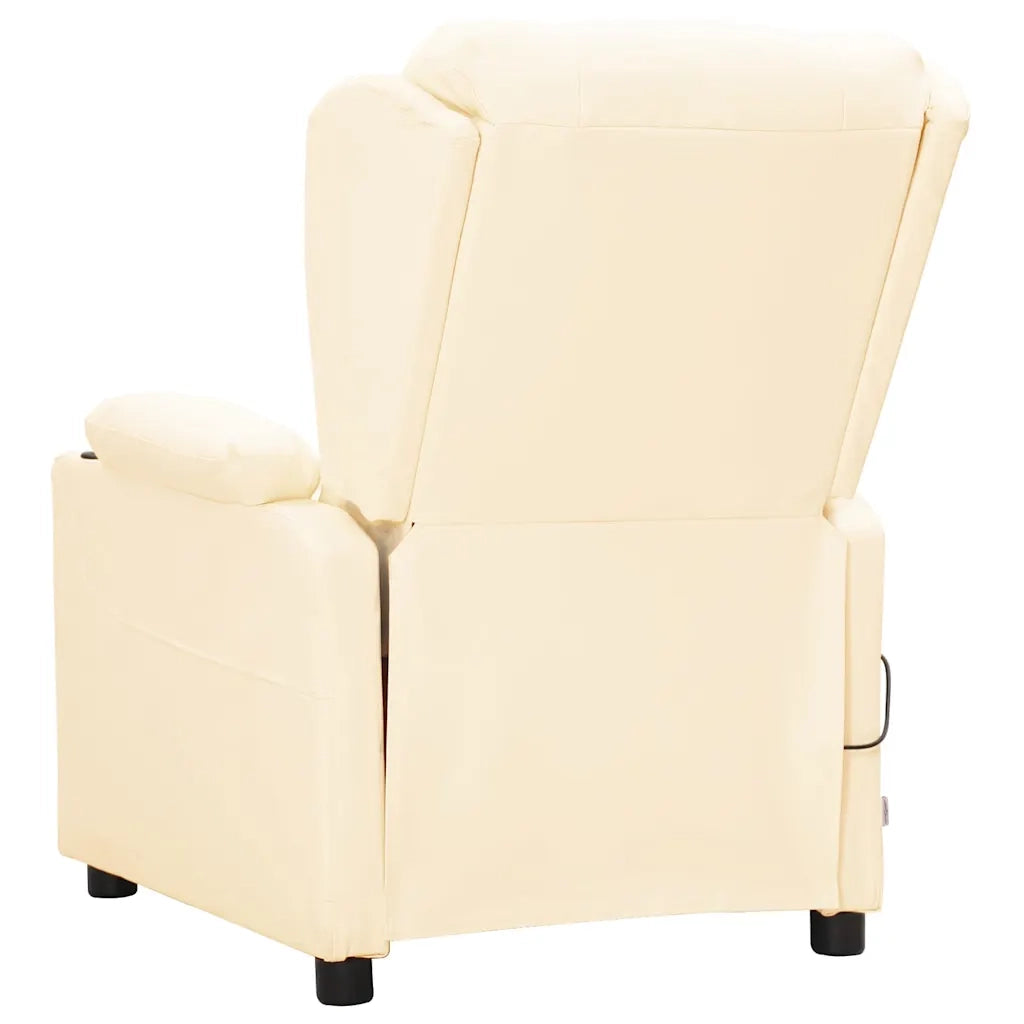 Poltrona Massaggiante | Sedia Relax Crema in Similpelle