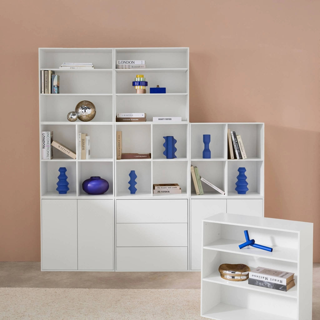 Libreria modulabile decorazione legno 9 elementi, bianco