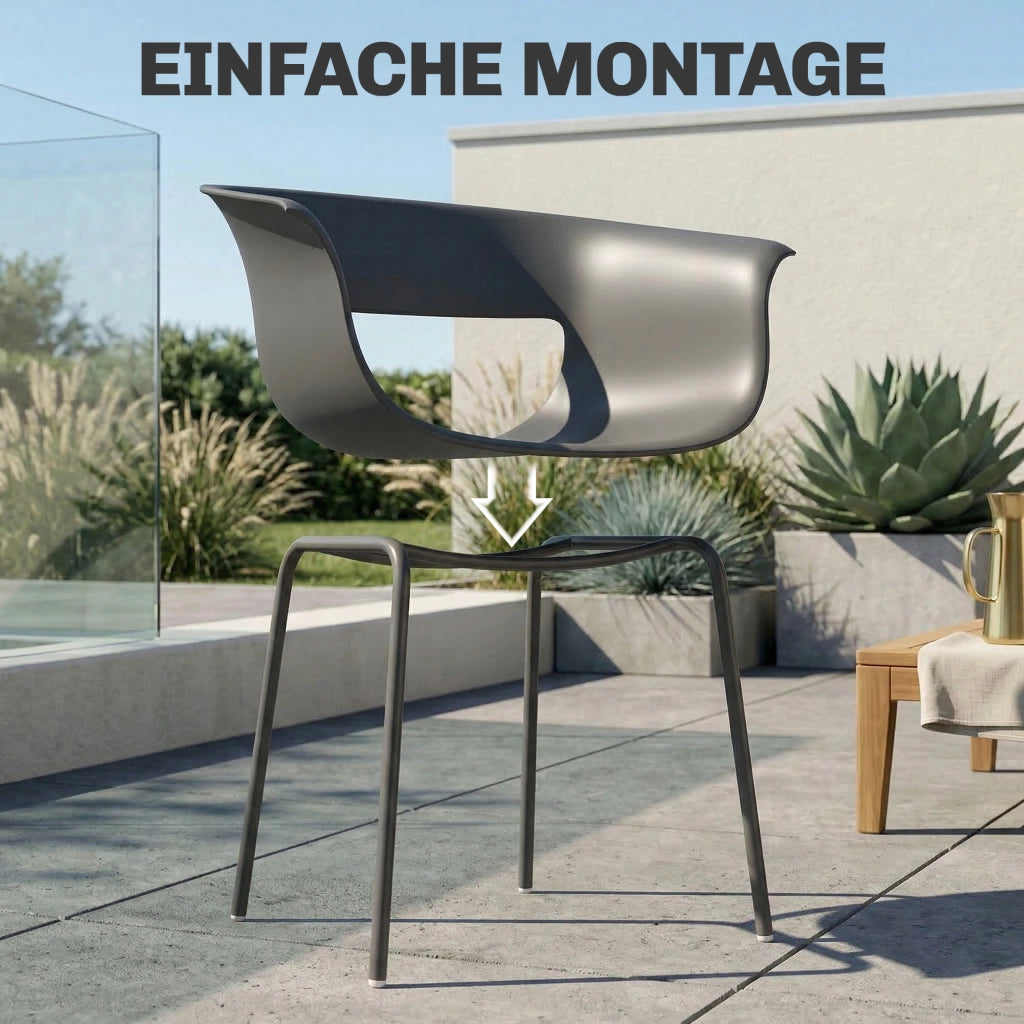 Set di sedie da giardino ¨C Minimal ¨C 4 pezzi ergonomiche con braccioli grigio scuro