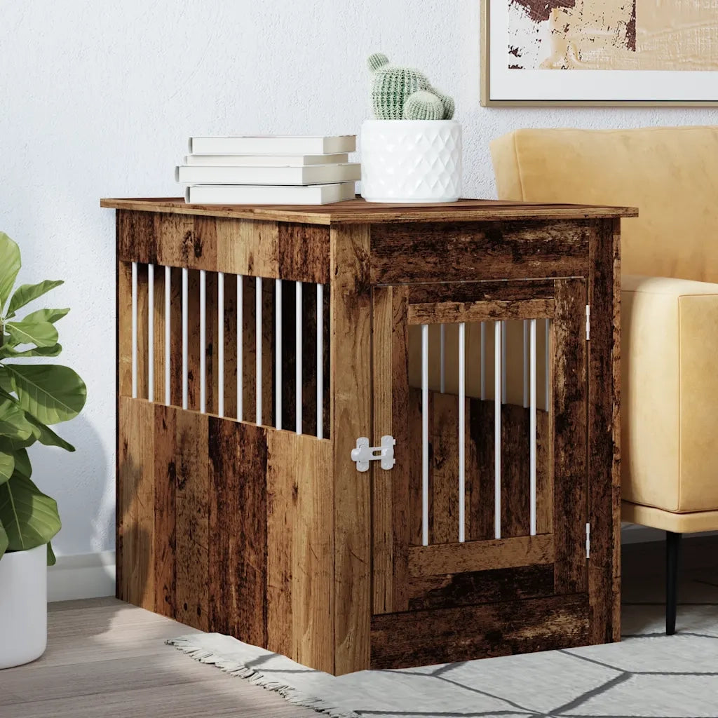 Gabbia Cani da Arredamento Legno Antico Legno Multistrato 857642