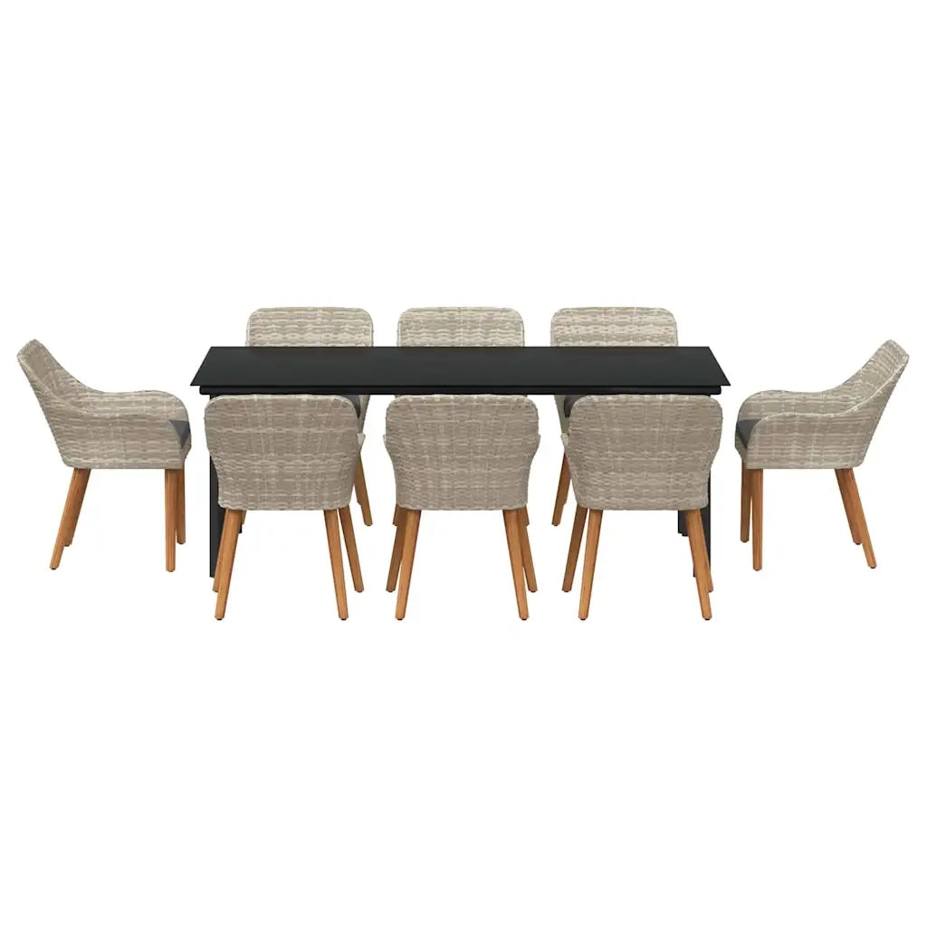 Set da Pranzo per Giardino 9 pcs Grigio chiaro polyrattan 3261718