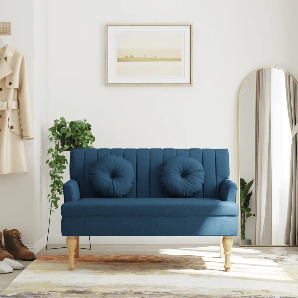 Panca con Cuscini Blu 113x64,5x75,5 cm in Tessuto 372136