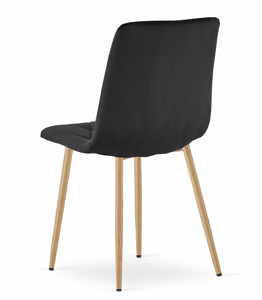 Sedia Valora TYRA in velluto nero con gambe color legno x2