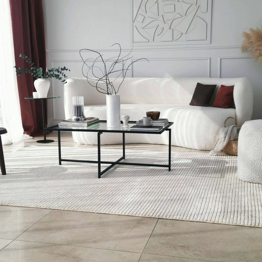 Anna, Tavolino da Salotto Resistente All'appannamento, 94x64x35h cm Nero