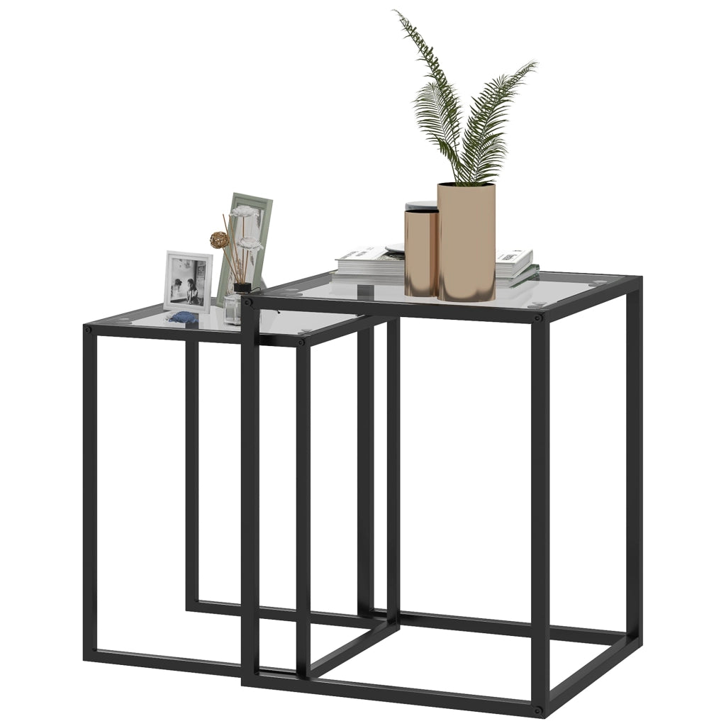 Tavolino da salotto ¨C Minimal ¨C nero, vetro temperato, acciaio