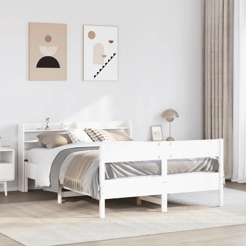 Letto senza Materasso-Struttura Letto Bianco 140x190 cm Legno Massello di Pino 877235
