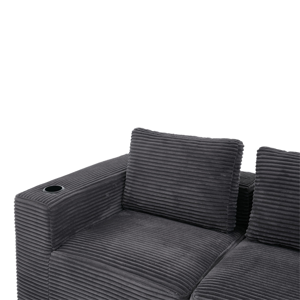 Divano 2 Posti con Cuscini e Portabicchieri ¨C MINIMAL ¨C Tessuto, 265 cm