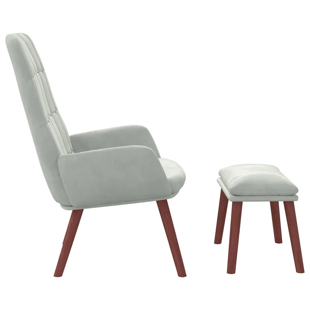 Poltrona Relax con Poggiapiedi Grigio Chiaro in Velluto 3315138