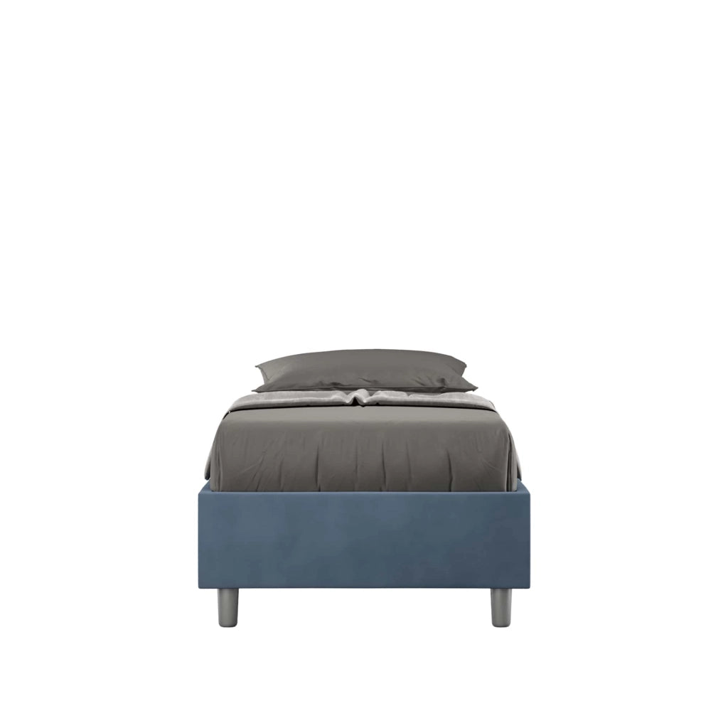 BS COM Letto singolo senza rete imbottito 90x210 microfibra blu