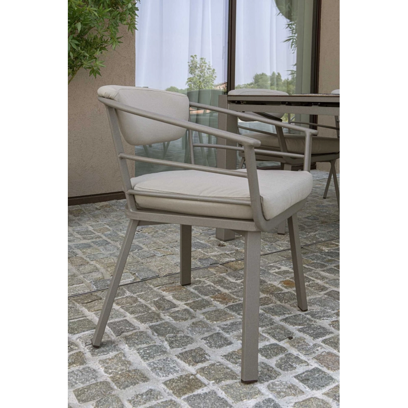 Poltrona alluminio Riverside tortora cm 62x61h49/64/79