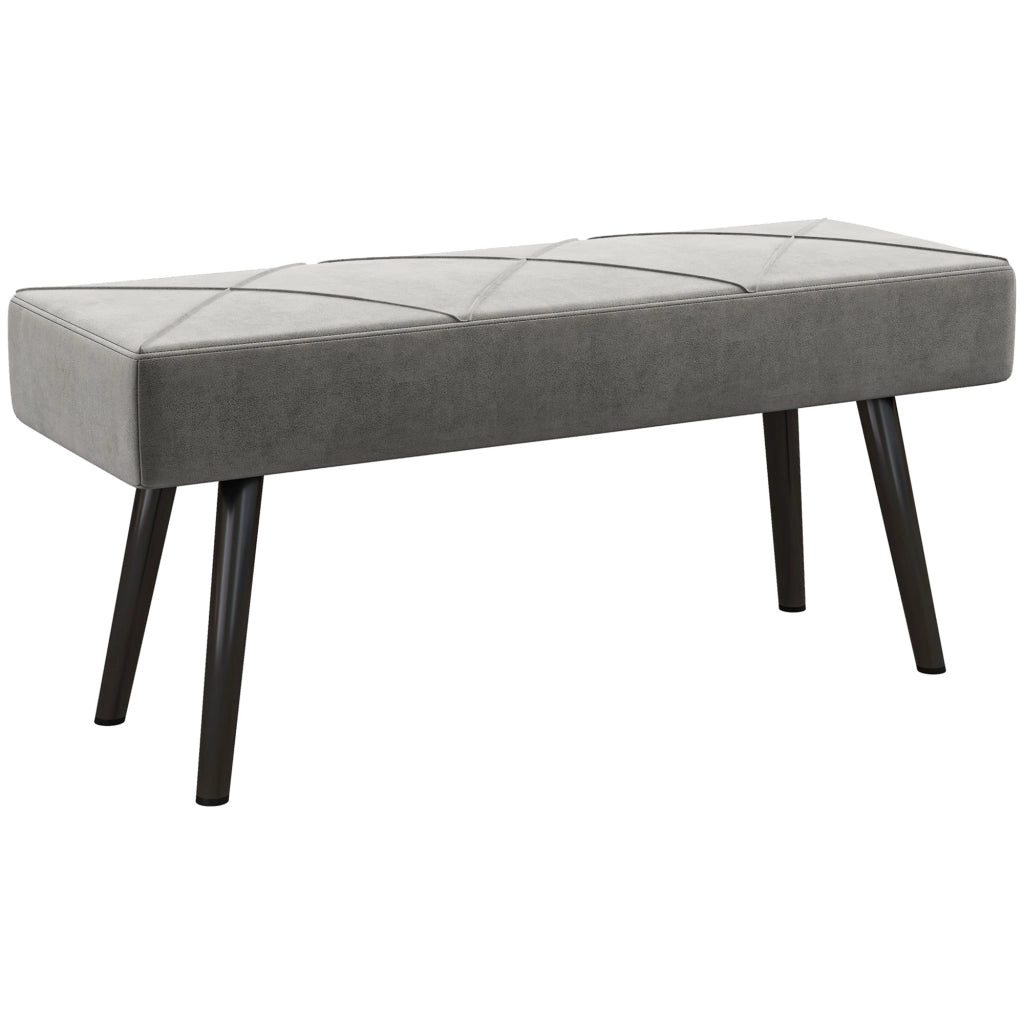 Pouf panca imbottita ¨C Xylo ¨C Tessuto grigio con struttura in acciaio 100x36x45 cm