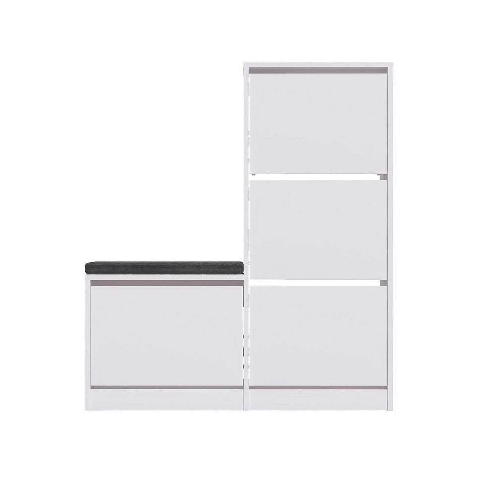 Scarpiera con panca Dude a 4 ante a ribalta colore bianco 105x26x118.5H
