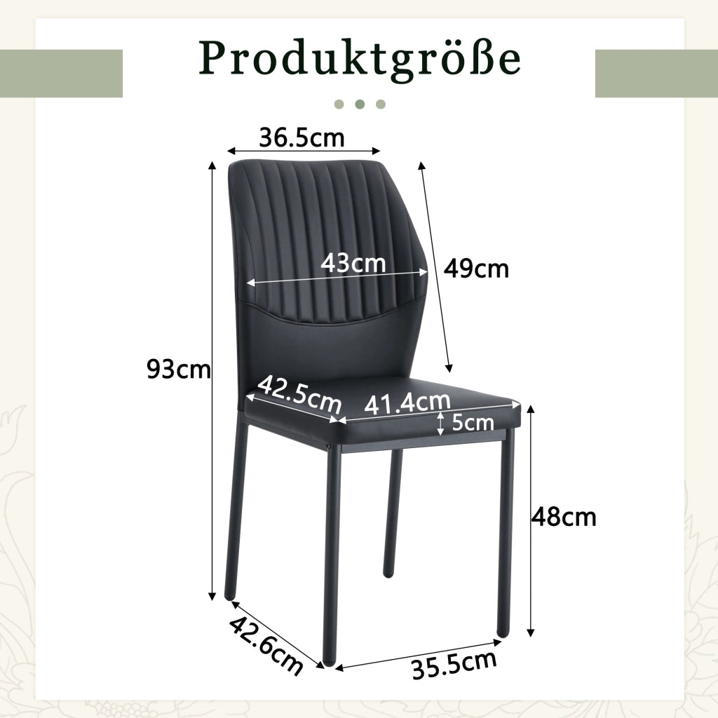 SEDIA da pranzo Set da 4 pezzi 93 cm Nero PU e metallo