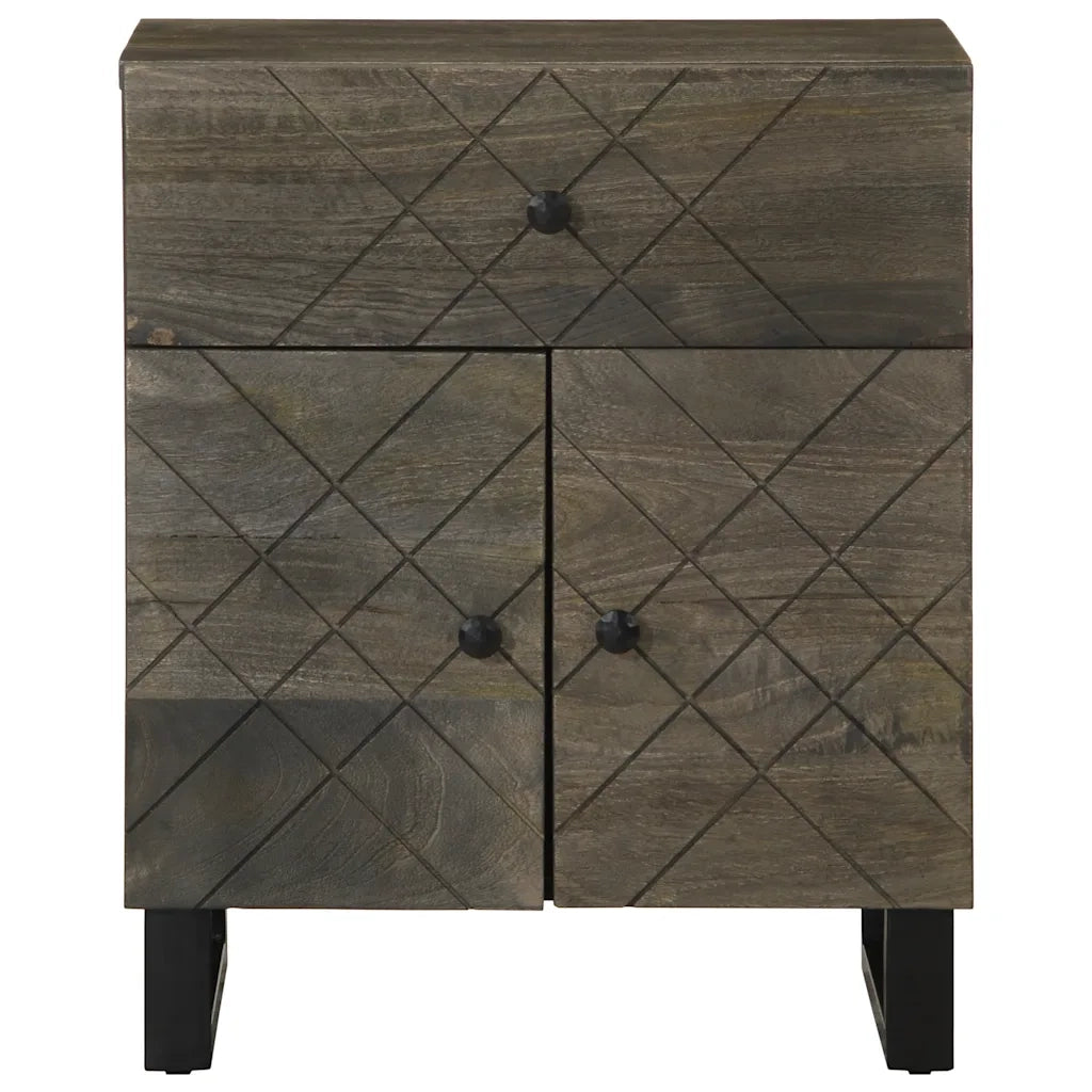 Comodino Nero 50x33x60 cm in Legno Massello di Mango 4017695